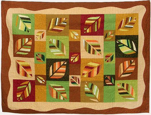 A bed quilt, 'Leafcover 1,' by Joy-Lily. Click to enlarge.