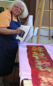 ironing red scarf