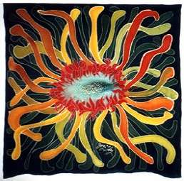 Silk painting by Joy-Lily of a sea anemone.