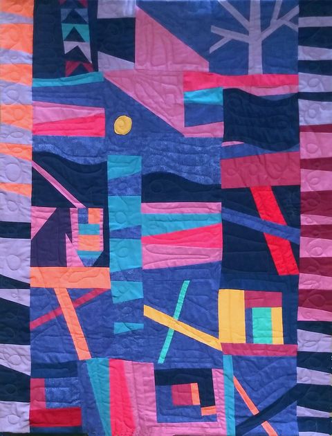 Quilt by Joy-Lily called 'Improvising The Blues.' 