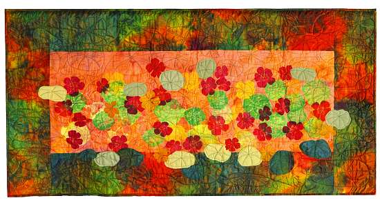 Silk quilt by Joy-Lily, Wild Nasturtiums II. Click to enlarge.